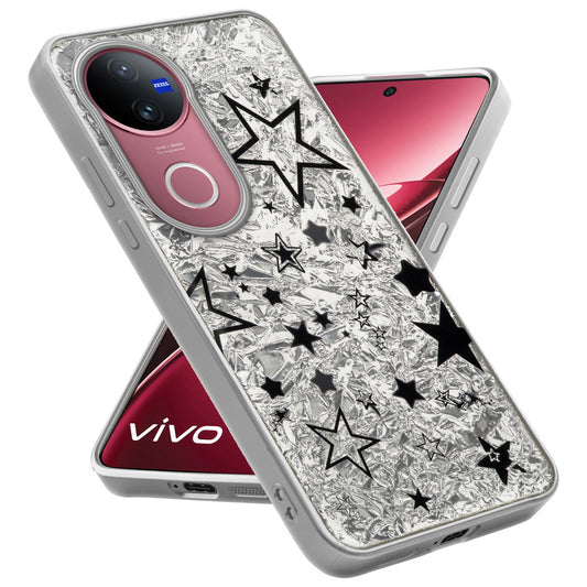 Shiny Foil Design Printed Back Case for Vivo V50 5G With Soft Edges with Glossy Semi-Hard Back