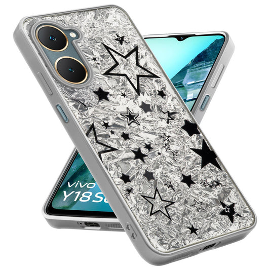 Shiny Foil Design Printed Back Case for Vivo Y18 With Soft Edges with Glossy Semi-Hard Back