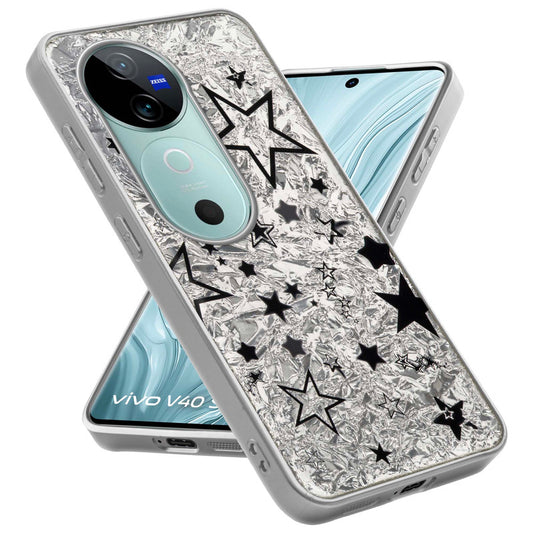 Shiny Foil Design Printed Back Case for Vivo V40 5G With Soft Edges with Glossy Semi-Hard Back