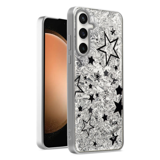 Shiny Foil Design Printed Back Case for Samsung S23 FE 5G With Soft Edges with Glossy Semi-Hard Back
