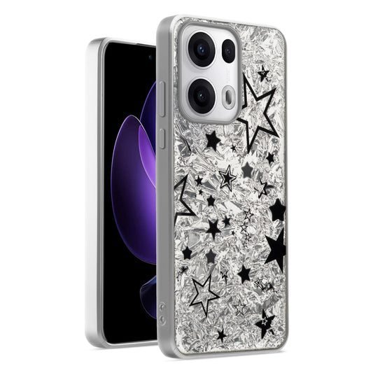Shiny Foil Design Printed Back Case for Oppo Reno 13 Pro 5G With Soft Edges with Glossy Semi-Hard Back