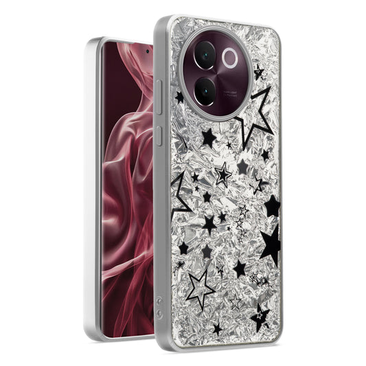 Shiny Foil Design Printed Back Case for Vivo V30e 5G With Soft Edges with Glossy Semi-Hard Back