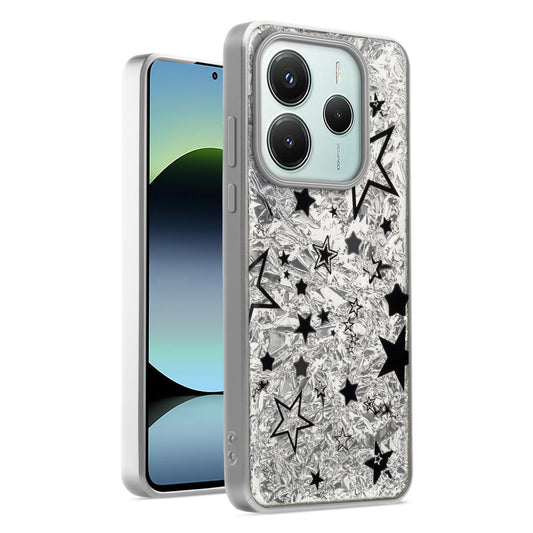 Shiny Foil Design Printed Back Case for Redmi Note 14 SE 5G With Soft Edges with Glossy Semi-Hard Back