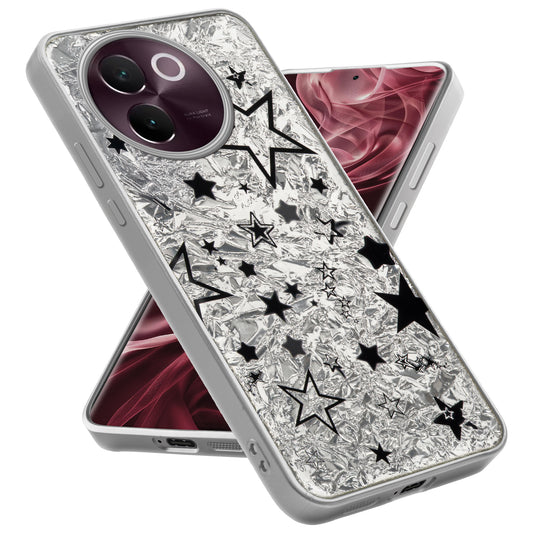 Shiny Foil Design Printed Back Case for Vivo V30e 5G With Soft Edges with Glossy Semi-Hard Back