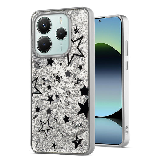 Shiny Foil Design Printed Back Case for Redmi Note 14 SE 5G With Soft Edges with Glossy Semi-Hard Back