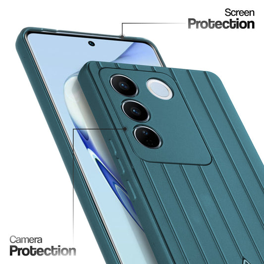 Glossy Matte Line Texture Back Cover for Vivo V27 5G