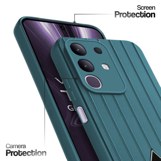 Glossy Matte Line Texture Back Cover for Vivo T4x 5G