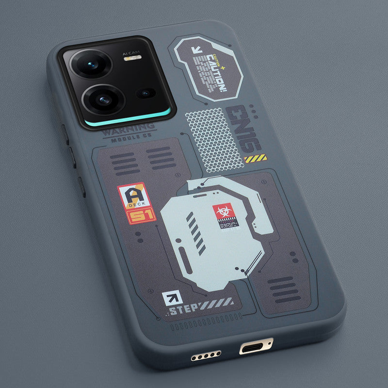 Mechanical Circuit Print Hard Back Cover For Vivo V25 5G