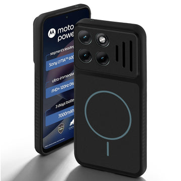 Stone Black back cover for Motorola G77 Power 5G with camera cut protection and ring design on back side.