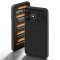 Stone Black back cover for Oppo A6C 4G with camera cut protection and ring design on back side.
