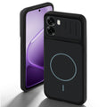 Stone Black - Blue Ring back cover for Oppo A6s 5G with camera cut protection and ring design on back side.