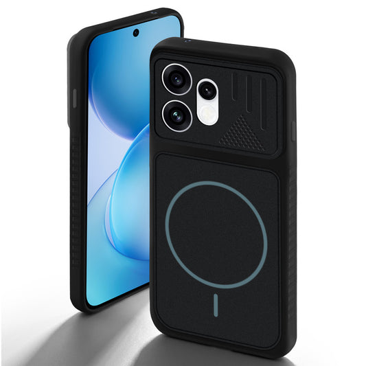Stone Black back cover for Oppo Reno 16 5G with camera cut protection and ring design on back side.
