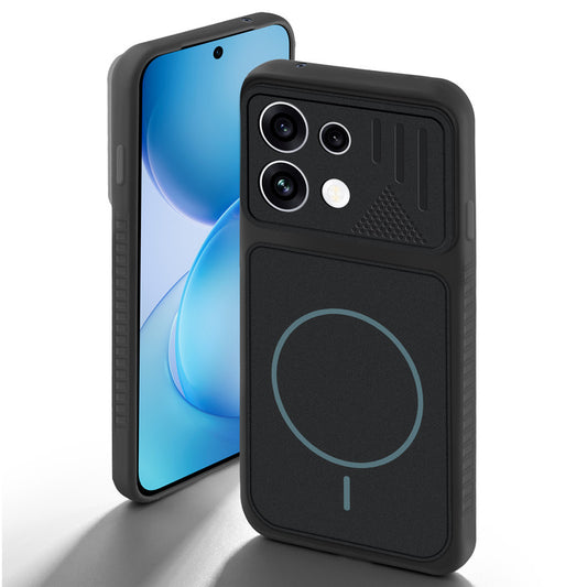 Stone Black back cover for Oppo Reno 16C 5G with camera cut protection and ring design on back side.