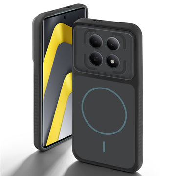 Stone Black back cover for Poco M8 5G with camera cut protection and ring design on back side.