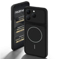 Stone Black - Blue Ring back cover for Realme 15T 5Gwith camera cut protection and ring design on back side.