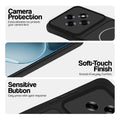 Stone Black phone case for Oppo F31 Pro 5G showing camera safety edges, anti slip side grip and easy press button covers.