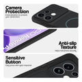 Stone Black phone case for Oppo Reno 16 Pro 5G showing camera safety edges, anti slip side grip and easy press button covers.