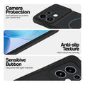 Stone Black phone case for Oppo Reno 16C 5G showing camera safety edges, anti slip side grip and easy press button covers.