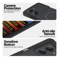 Stone Black phone case for Poco C81x 4G showing camera safety edges, anti slip side grip and easy press button covers.