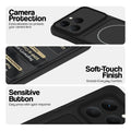 Stone Black - Blue Ring phone case for Realme 15T 5Gshowing camera safety edges, anti slip side grip and easy press button covers.