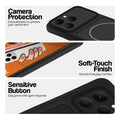 Stone Black - Blue Ring phone case for Realme Narzo 90 5G showing camera safety edges, anti slip side grip and easy press button covers.