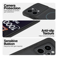 Stone Black phone case for Realme P4 Power 5G showing camera safety edges, anti slip side grip and easy press button covers.