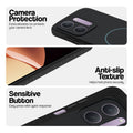Stone Black - Blue Ring phone case for Redmi 17C 5G showing camera safety edges, anti slip side grip and easy press button covers.