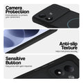 Stone Black phone case for Redmi Note 17 5G showing camera safety edges, anti slip side grip and easy press button covers.