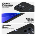 Stone Black phone case for Vivo T5 Lite 5G showing camera safety edges, anti slip side grip and easy press button covers.