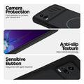 Stone Black phone case for Vivo V20 showing camera safety edges, anti slip side grip and easy press button covers.