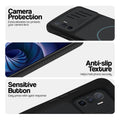 Stone Black phone case for Vivo V23e 5G showing camera safety edges, anti slip side grip and easy press button covers.