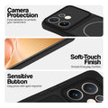 Stone Black phone case for Vivo V60 5G showing camera safety edges, anti slip side grip and easy press button covers.