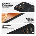 Stone Black - Blue Ring phone case for Vivo V80 5G showing camera safety edges, anti slip side grip and easy press button covers.