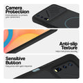 Stone Black phone case for Vivo Y20 showing camera safety edges, anti slip side grip and easy press button covers.
