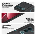 Stone Black phone case for Vivo Y31 Pro 5G showing camera safety edges, anti slip side grip and easy press button covers.