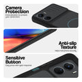 Stone Black - Blue Ring phone case for Vivo Y56 5G showing camera safety edges, anti slip side grip and easy press button covers.