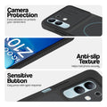 Stone Black phone case for iQOO Z10X 5G showing camera safety edges, anti slip side grip and easy press button covers.