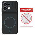 Stone Black back cover for Oppo Reno 16 Pro 5G with printed ring pattern and message showing not compatible with MagSafe charging.