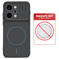 Stone Black back cover for Realme P4 Power 5G with printed ring pattern and message showing not compatible with MagSafe charging.