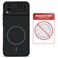 Stone Black back cover for Vivo V20 with printed ring pattern and message showing not compatible with MagSafe charging.