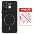 Stone Black back cover for Vivo V60 5G with printed ring pattern and message showing not compatible with MagSafe charging.