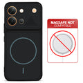 Stone Black - Blue Ring back cover for Vivo V80 5G with printed ring pattern and message showing not compatible with MagSafe charging.