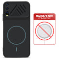 Stone Black back cover for Vivo Y20 with printed ring pattern and message showing not compatible with MagSafe charging.