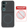 Stone Black back cover for Vivo Y31 Pro 5G with printed ring pattern and message showing not compatible with MagSafe charging.
