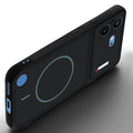 Angled view of Stone Black mobile case for Nothing Phone 4B 5G with proper charging port cutout, speaker holes and strong corner protection.