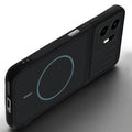 Angled view of Stone Black mobile case for OnePlus N6 5G with proper charging port cutout, speaker holes and strong corner protection.