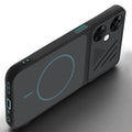 Angled view of Stone Black mobile case for OnePlus Nord CE 3 Lite 5G with proper charging port cutout, speaker holes and strong corner protection.