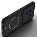 Angled view of Stone Black mobile case for Oppo F31 Pro Plus 5G with proper charging port cutout, speaker holes and strong corner protection.