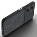 Angled view of Stone Black mobile case for Poco C81x 4G with proper charging port cutout, speaker holes and strong corner protection.