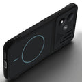 Angled view of Stone Black mobile case for Redmi Note 17 5G with proper charging port cutout, speaker holes and strong corner protection.